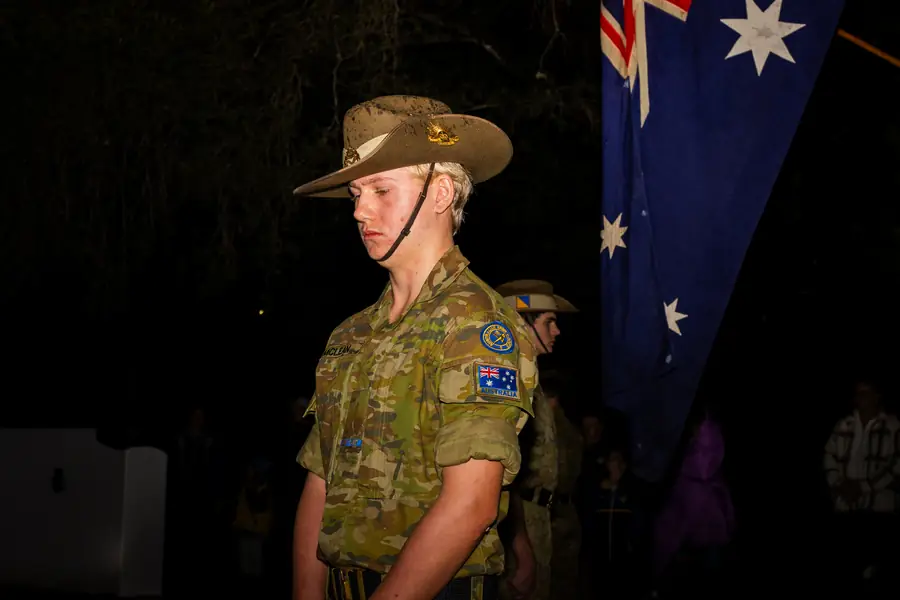 Cadets stand in line during the commemoration.