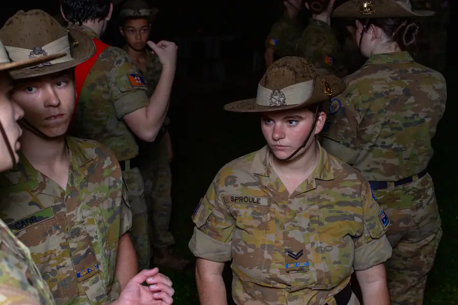 Young cadets gather at the ANZAC Day service.