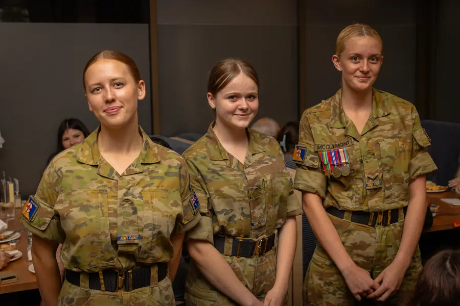 Cadets in uniform at the ANZAC Day gathering.